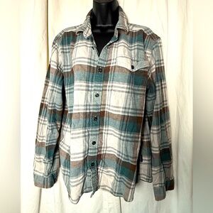 Patagonia Women's Sz M Plaid Button-down Flannel Overshirt Neutral Colors